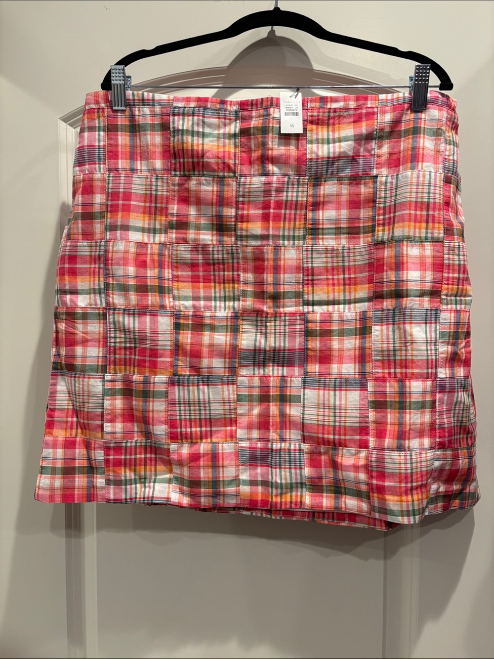 Talbots 100% cotton madras plaid skirt, size 16.